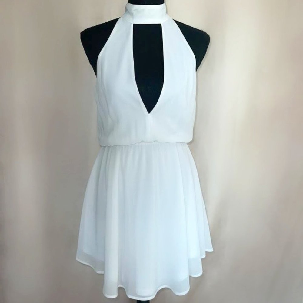 White flowy halter dress